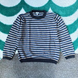Knot Cashmere-Blend Striped Sweater (Gray/Blue) Size 6